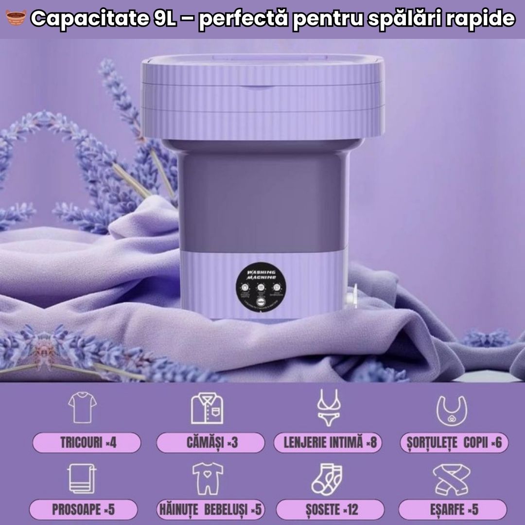 Mini Mașină de Spălat Portabilă 9L – Curățenie Rapidă Oriunde, Oricând!