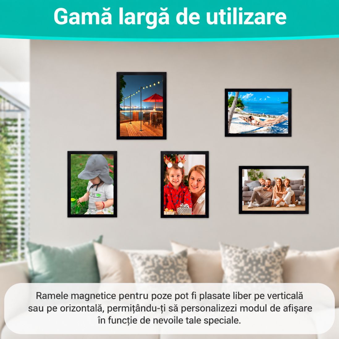 Set 8 Rame Magnetice A4 pentru Fotografii – Prindere Rapidă și Ușoară
