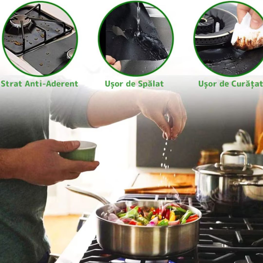 Set 8 Folii Protecție Teflon pentru Aragaz sau Plită - Reutilizabile