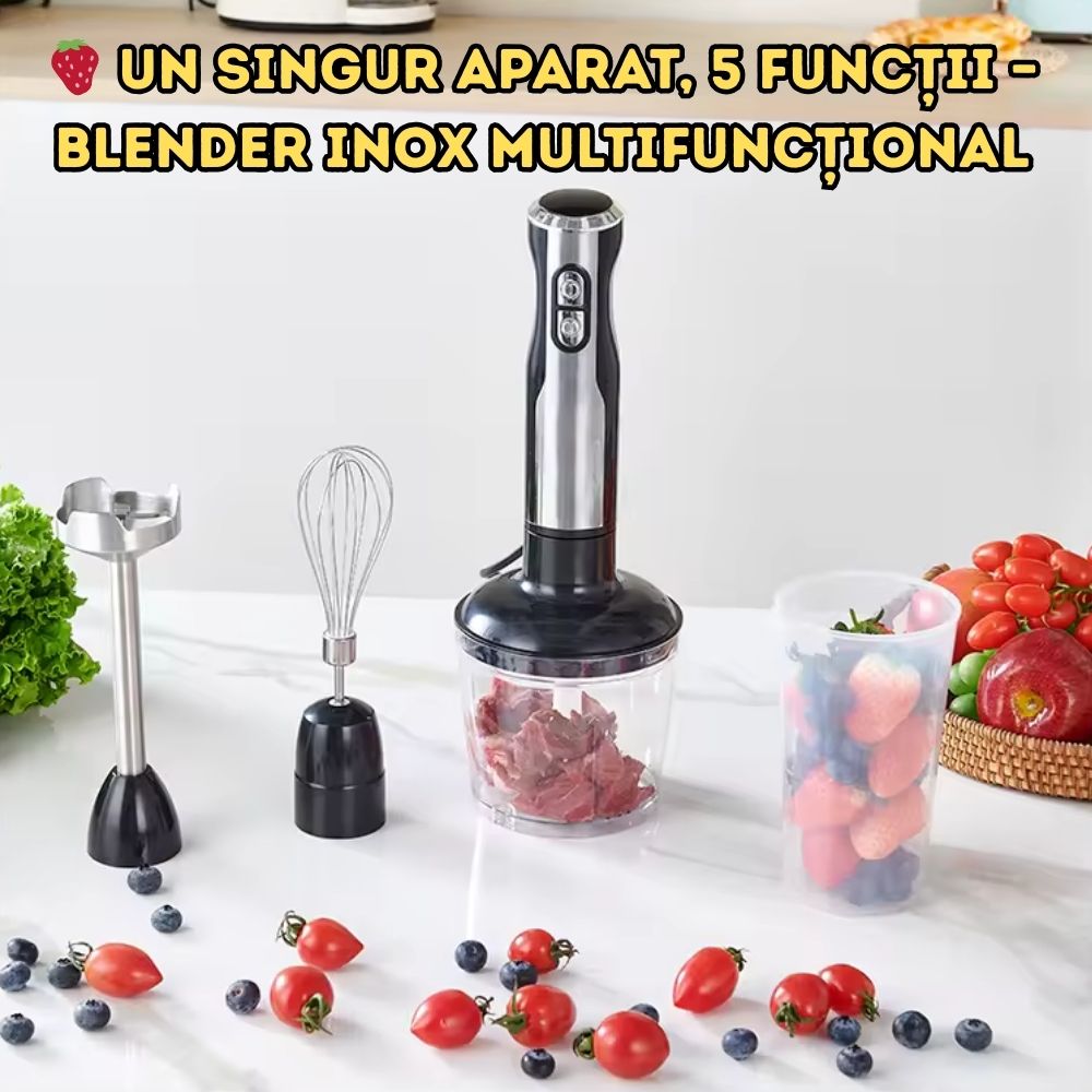 Blender de mana 5 in 1 - Otel inoxidabil, Compact si Puternic