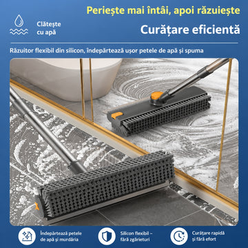 Perie de Curățat 3 în 1 cu Mâner Lung – Cap Rotativ 180°, Ideală pentru Podele, Rosturi și Colțuri
