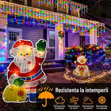 Instalație LED 12M tip franjuri – multicoloră, 300 LED-uri, 8 moduri de iluminare