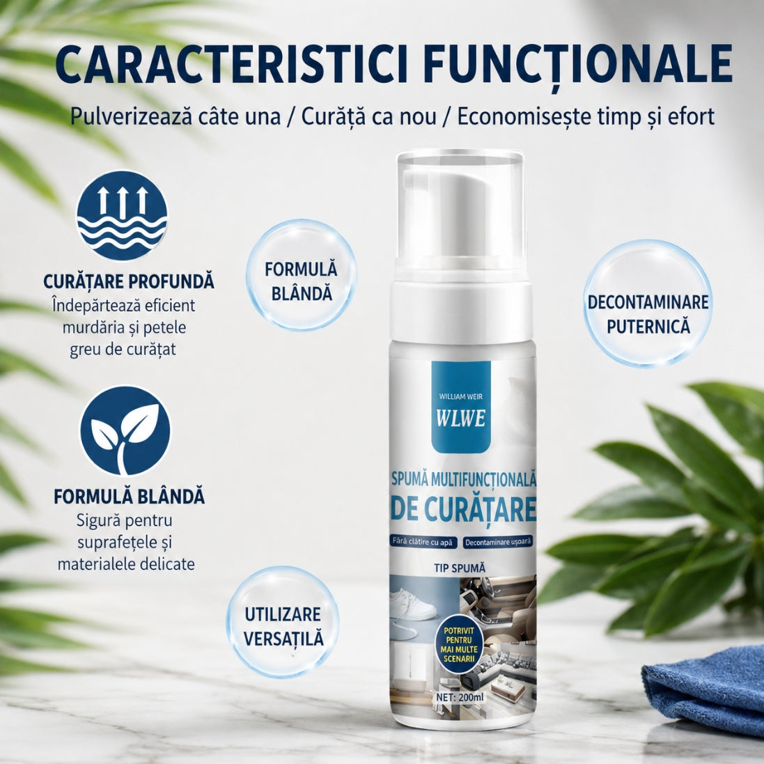 Spumă de Curățare Multisuprafețe – Îndepărtează Grăsimea, Petele, Mizeria și Redă Strălucirea