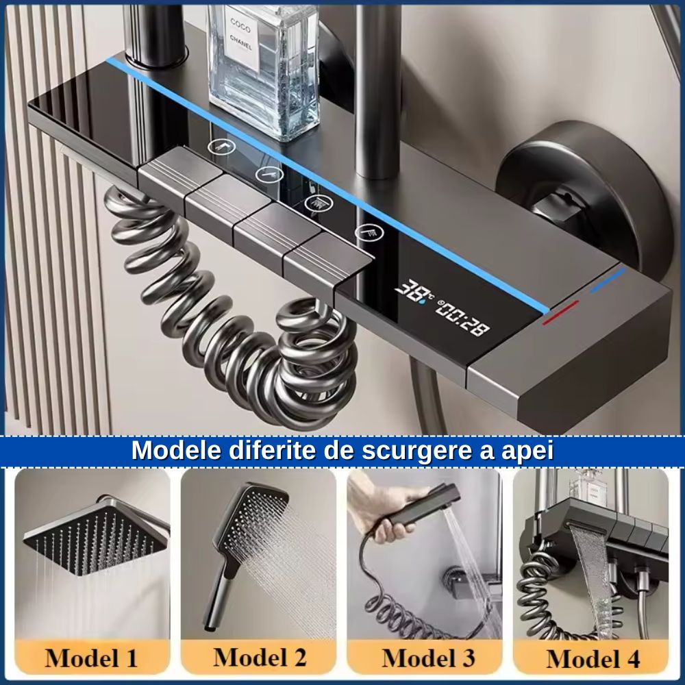 Set Duș Modern Digital cu Iluminare LED și Afișaj al Temperaturii – Design Modern, Confort Maxim