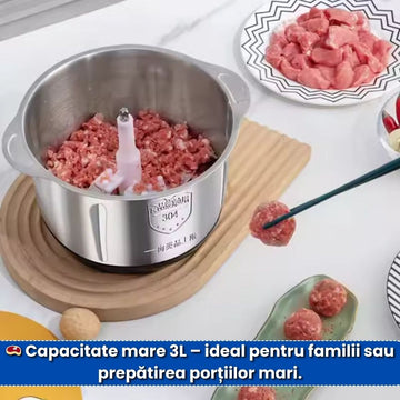 Tocător Profesional 1000W – Bol Inox 3L, 3 Viteze, Ultra Puternic, Lame Oțel Inoxidabil