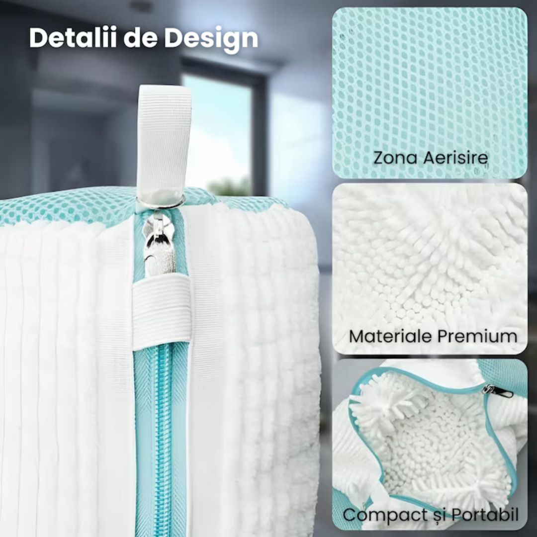 Set 1+1 Saci pentru Spălat Pantofi – Material Moale si Rezistent la Deformare, Protejeaza Incaltamintea si Masina