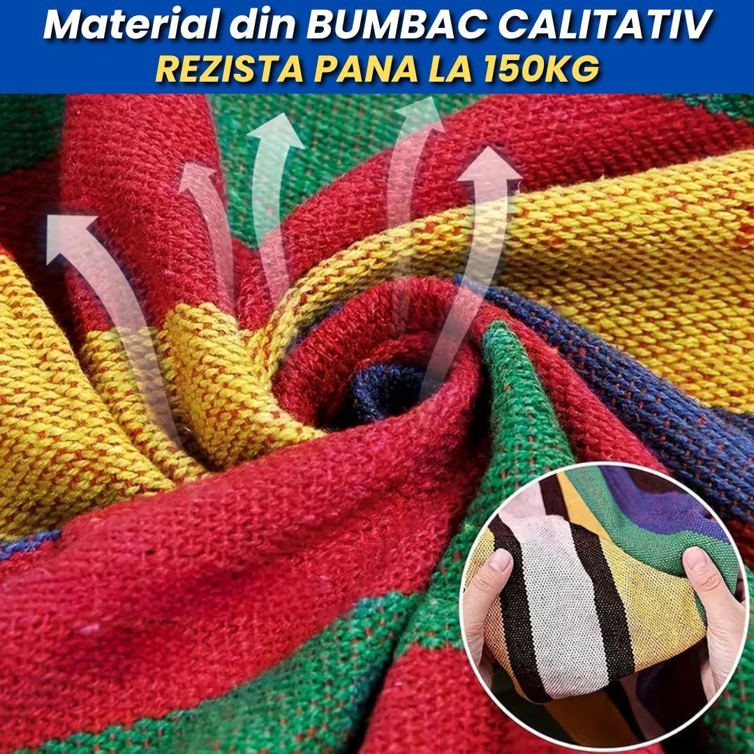 Hamac Tip Scaun din Bumbac – Confort Maxim cu 2 Perne Incluse