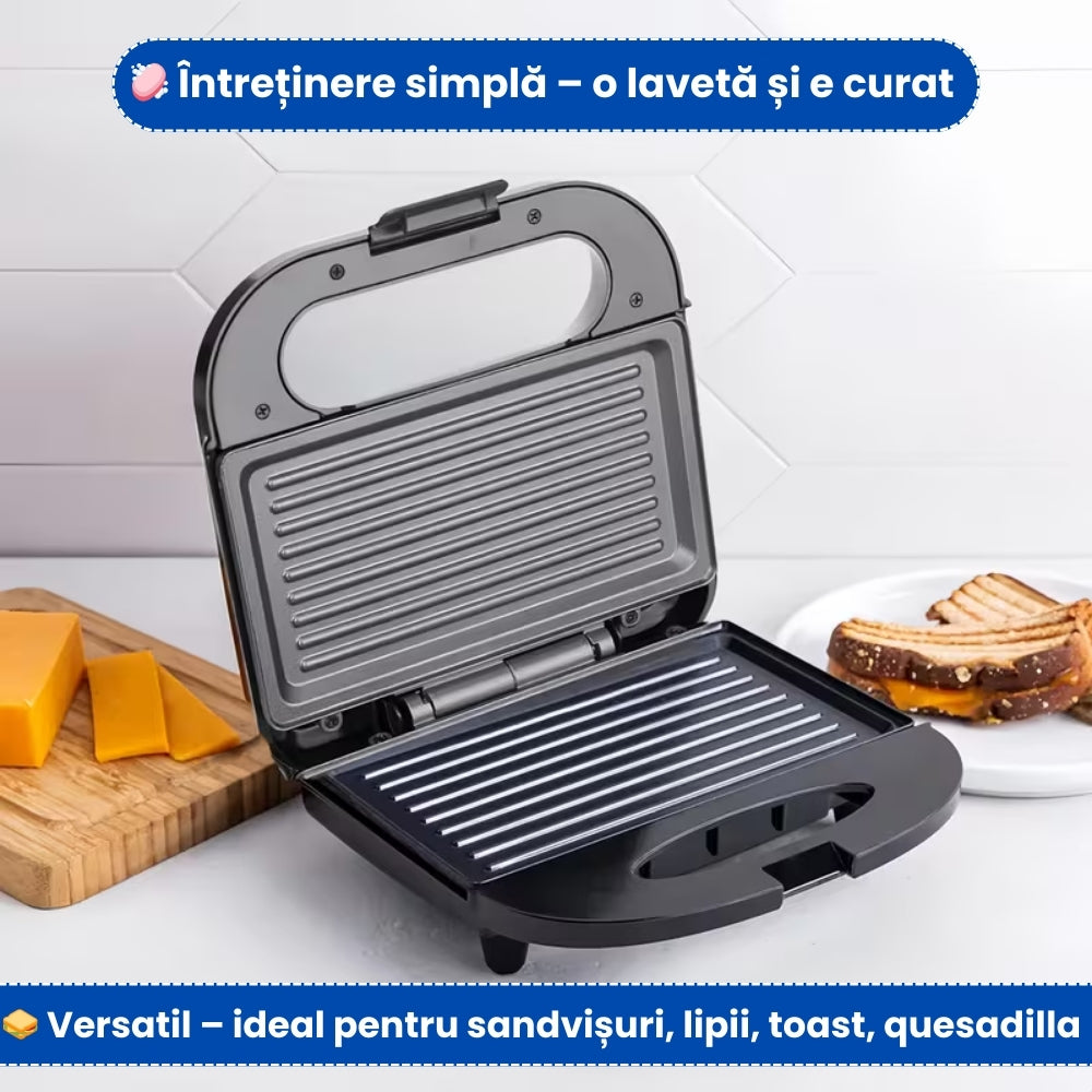 Sandwich Maker Electric –  Putere 750W, Plăci Antiaderente