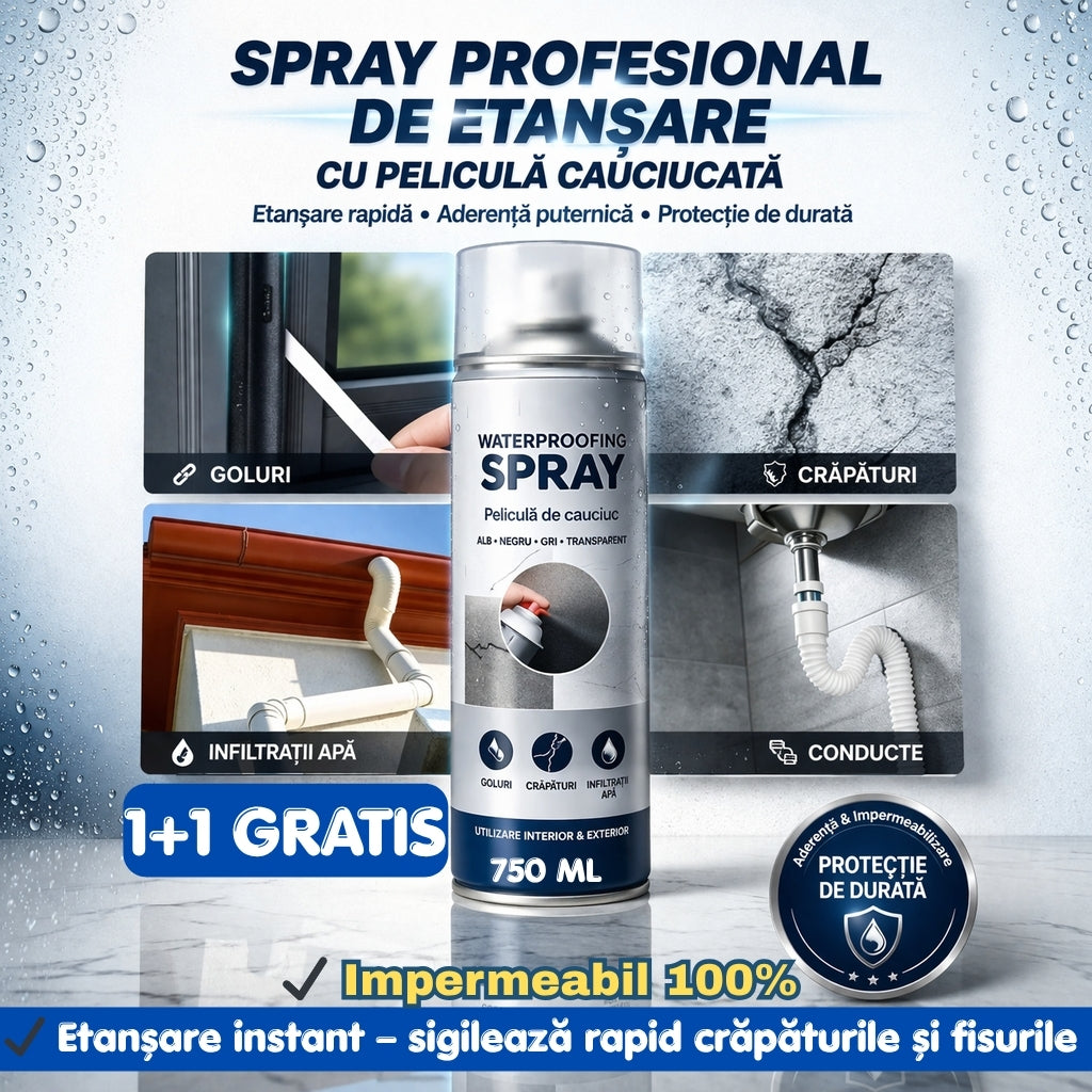 Spray Etanșare Impermeabil 750ML - Sigilare Instant cu Peliculă Cauciucată