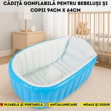 Cădiță Gonflabilă pentru Bebeluși și Copii – Antialunecare, Portabilă și Pliabilă