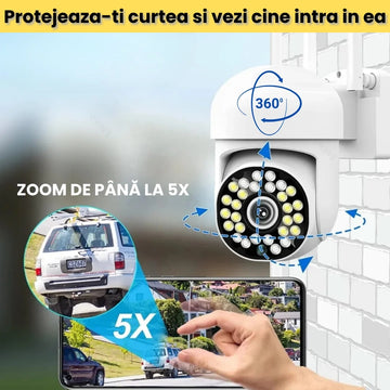 Set 4 Camere Supraveghere WiFi Exterior cu Senzor Mișcare, Vedere Nocturnă și Control din Telefon