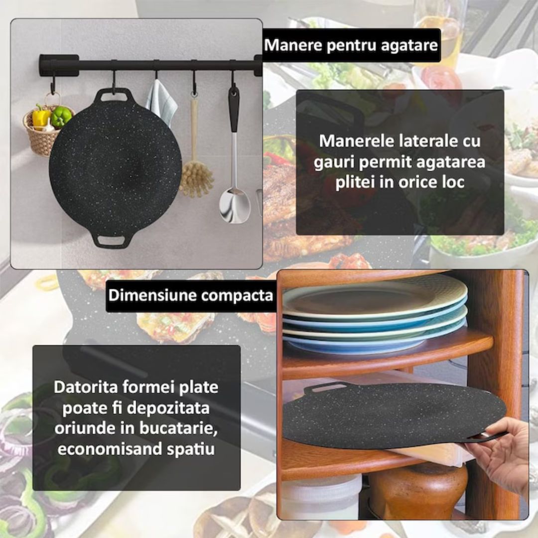 Plită Japoneză Antiaderentă 30 cm – Material Durabil, Gătit Uniform