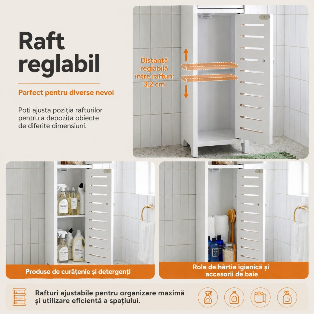 Dulap Îngust cu 4 Niveluri – Soluția Perfectă pentru Spații Mici!