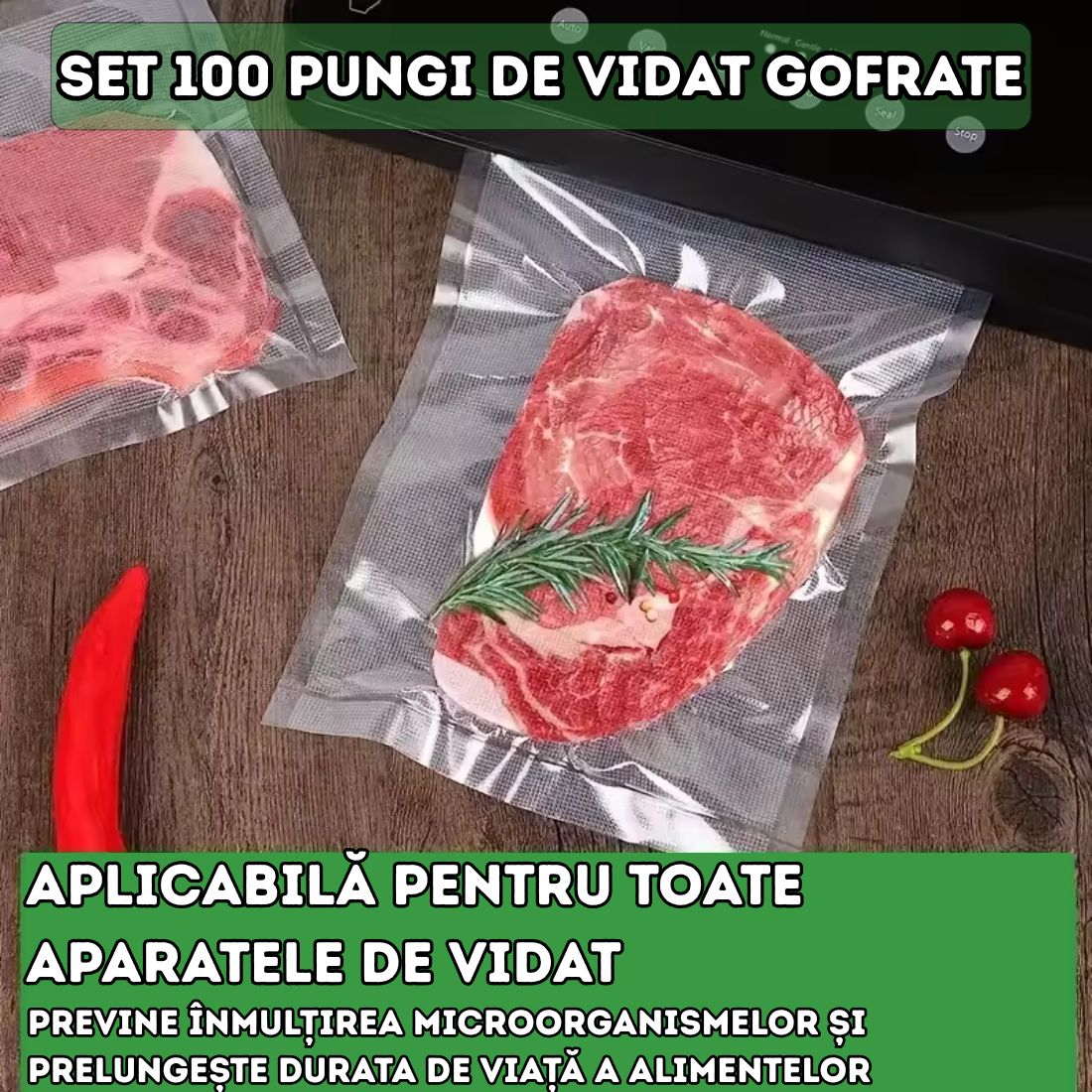 Set 100 Pungi de Vidat Gofrate 17x25 cm – Compatibile cu Toate Aparate de Vidat