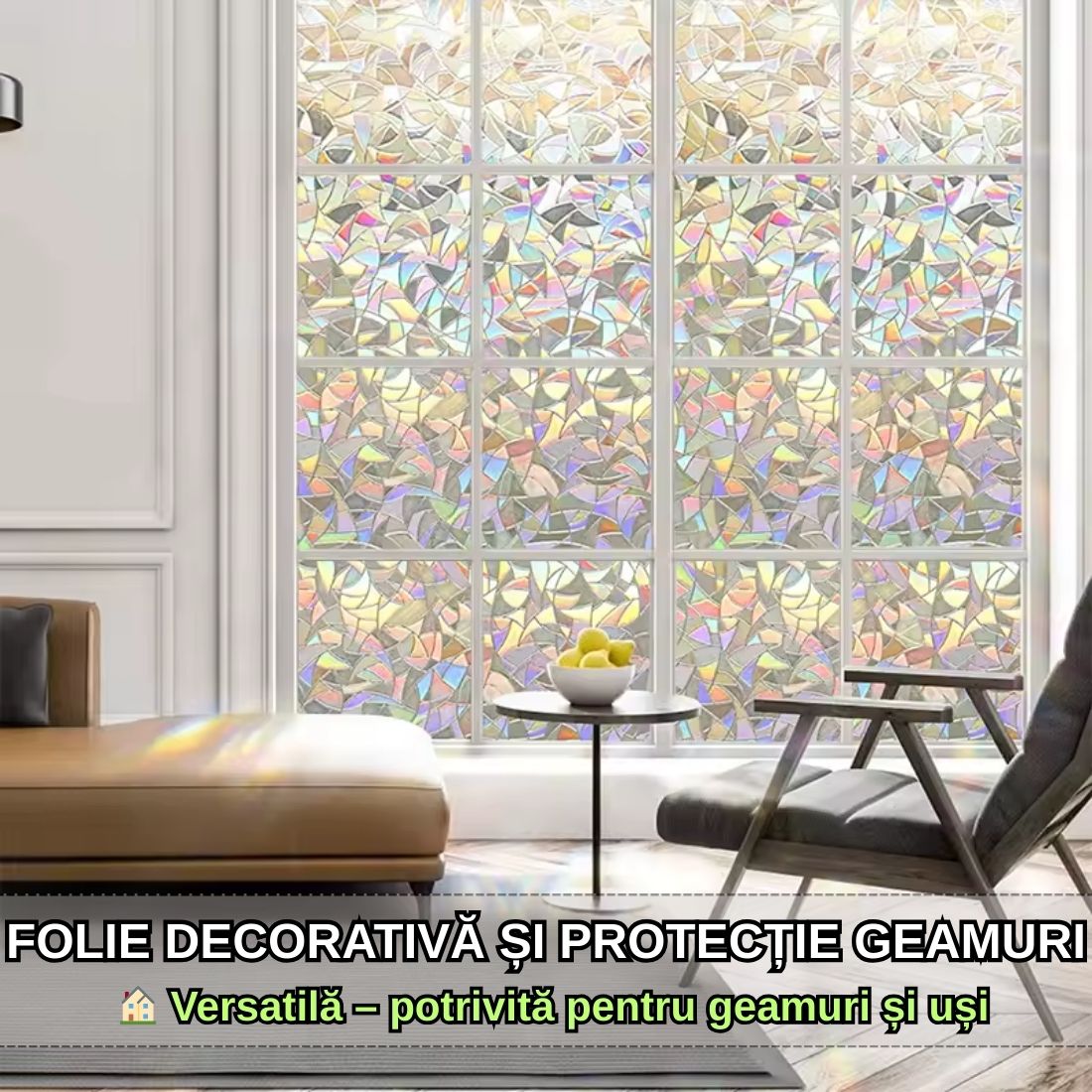 Folie decorativa si protectiva pentru geamuri 200 x 60 CM - Design elegant cu protectie maxima