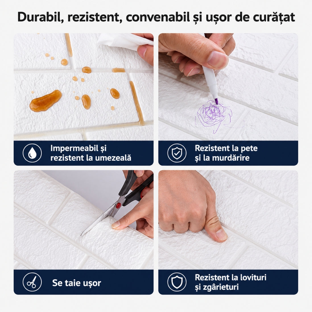 Set 10 Plăci Autoadezive Tip Cărămidă Albă  – Transformă Rapid Orice Spațiu! 60x60 CM