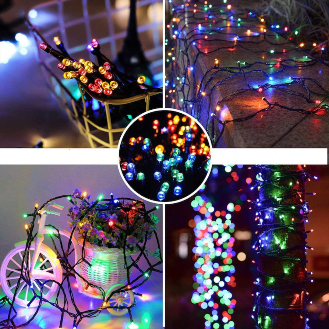 Instalație de Crăciun multicoloră – 450 leduri, 100 m, 8 moduri de iluminare, pentru interior & exterior