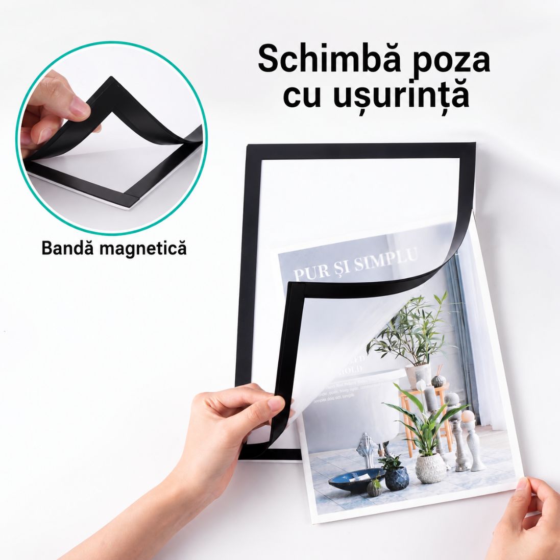 Set 8 Rame Magnetice A4 pentru Fotografii – Prindere Rapidă și Ușoară