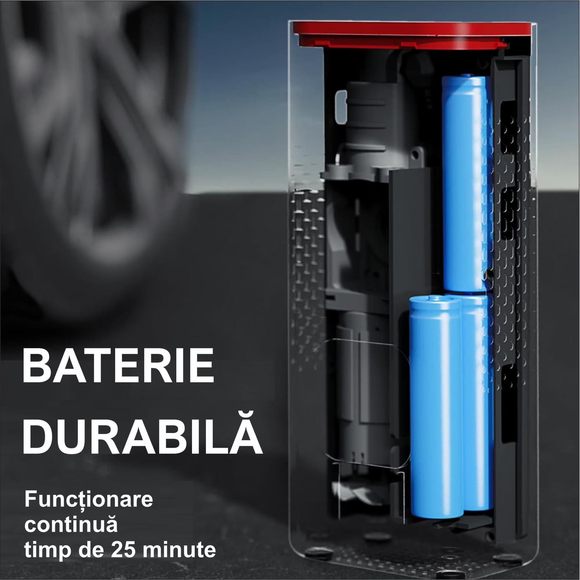 Compresor auto fara fir portabil - Afisaj digital si lanterna inclusa