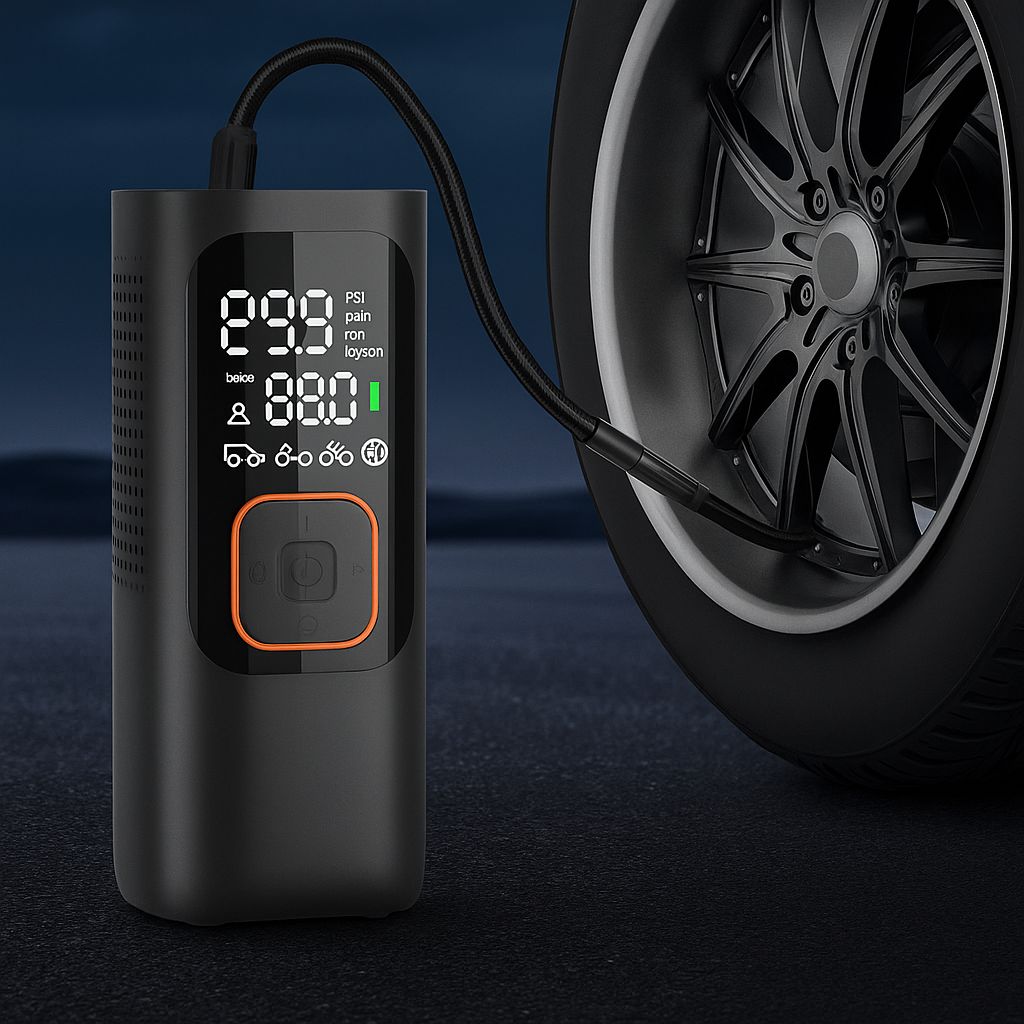 Compresor auto fara fir portabil - Afisaj digital si lanterna inclusa