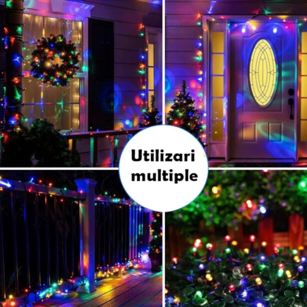 Instalație de Crăciun multicoloră – 450 leduri, 100 m, 8 moduri de iluminare, pentru interior & exterior