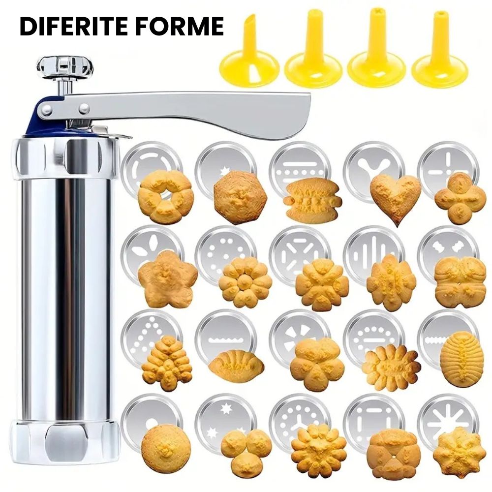 Aparat de Făcut Biscuiți cu 20 de Forme și 4 Duze – Ușor de Folosit, Rezultate Perfecte de Fiecare Dată