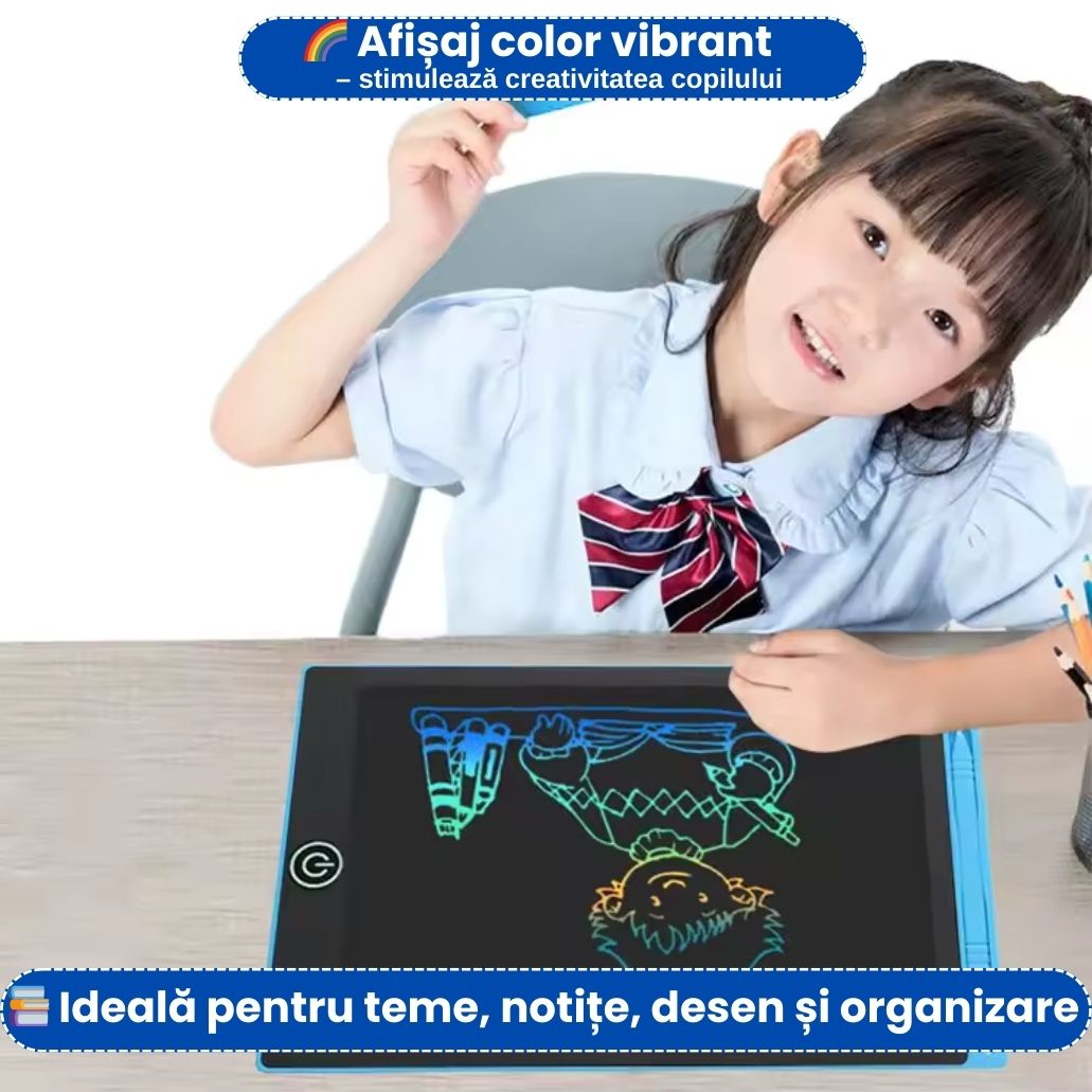 Tableta Digitală Color 10 Inch – Scriere & Desen, Ștergere Instantă