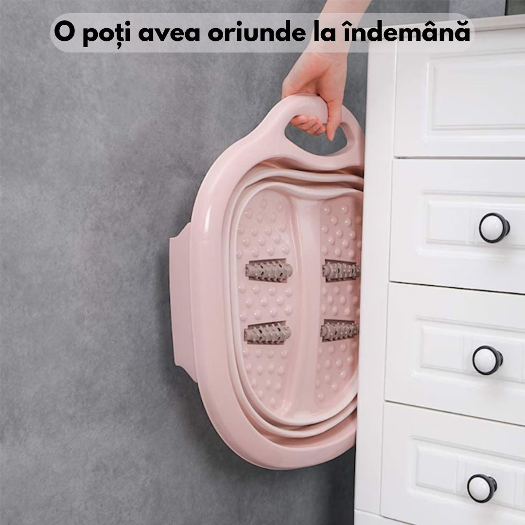 Cădiță pliabilă cu role de masaj și bază antiderapantă – Relaxare completă pentru picioare obosite
