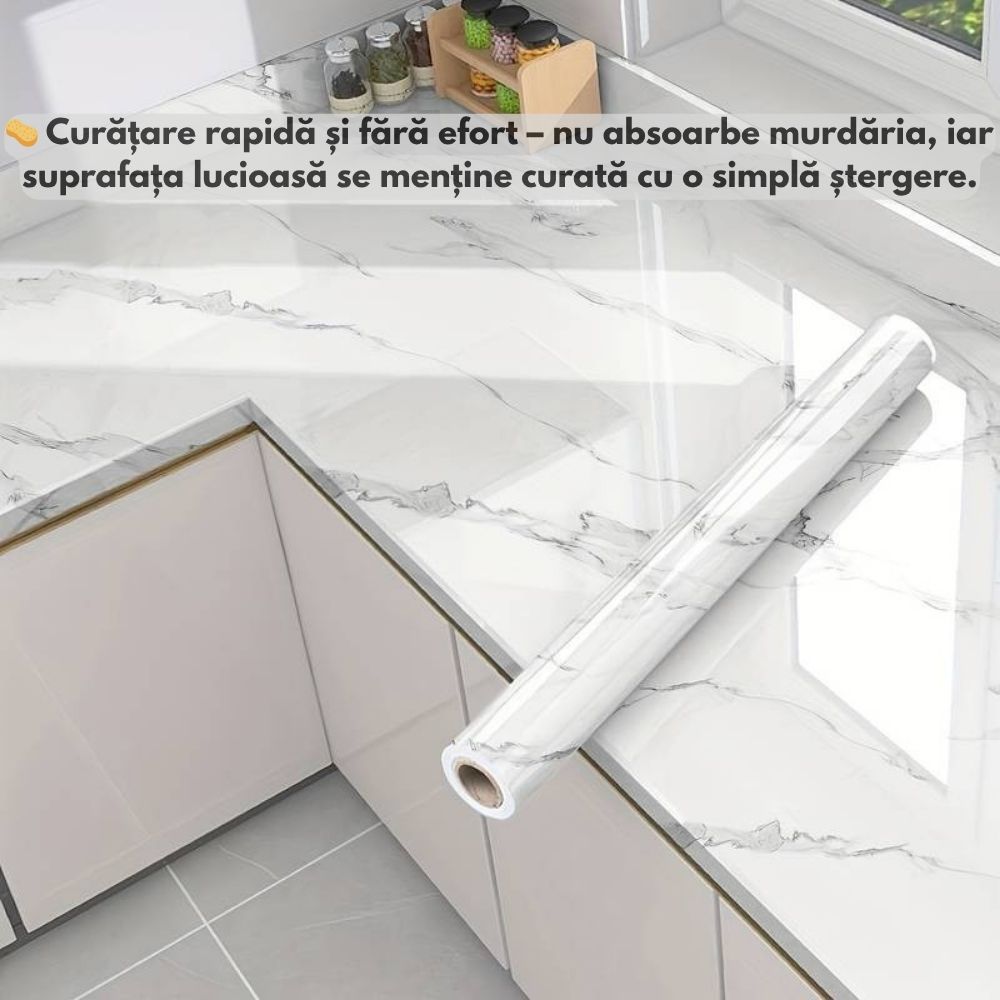 Folie Autocolantă Marmură 60×300 cm – Protecție Elegantă și Durabilă pentru Mobilă și Blaturi
