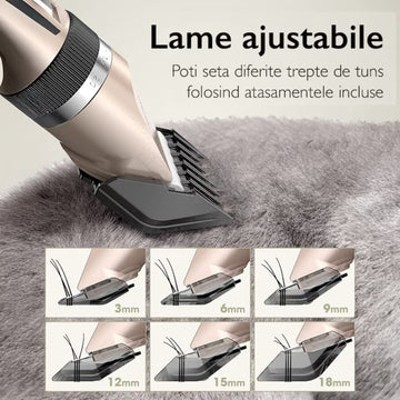 Mașină de Tuns Animale cu 4 Accesorii Reglaj +Set Complet de Îngrijire