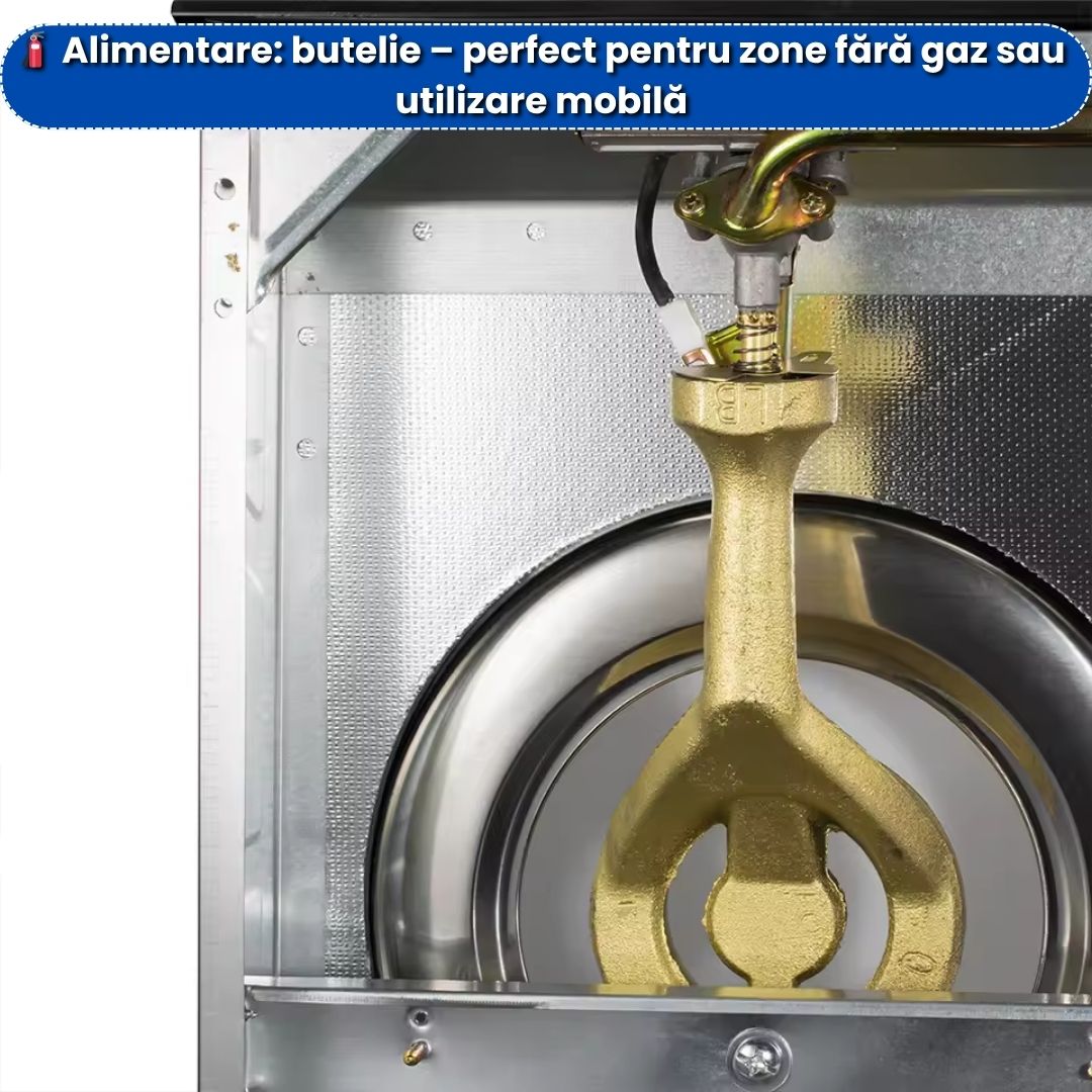 Aragaz cu 2 Ochiuri din Sticlă Termorezistentă – Alimentare la Butelie, Model Premium