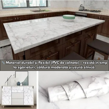 Folie Autocolantă Marmură 60×300 cm – Protecție Elegantă și Durabilă pentru Mobilă și Blaturi