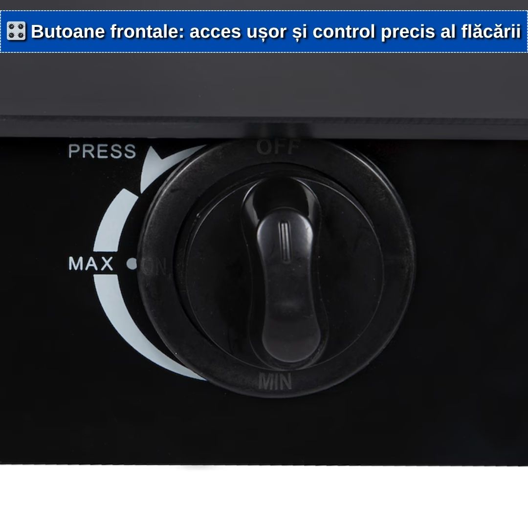 Aragaz cu 2 Ochiuri din Sticlă Termorezistentă – Alimentare la Butelie, Model Premium