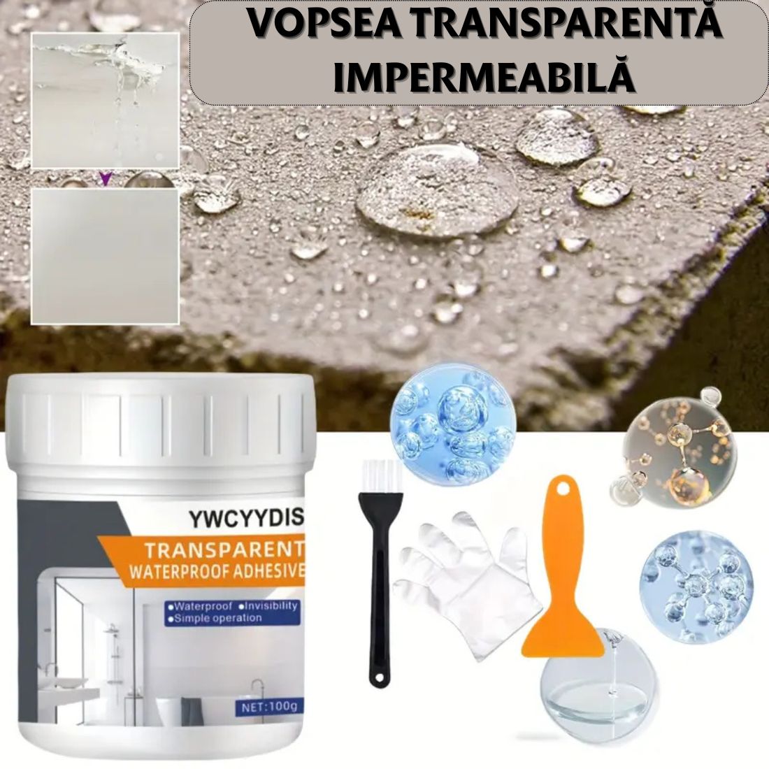 Vopsea transparenta impermeabila 500GR – Protectie invisibilă, rezistenta extrema!