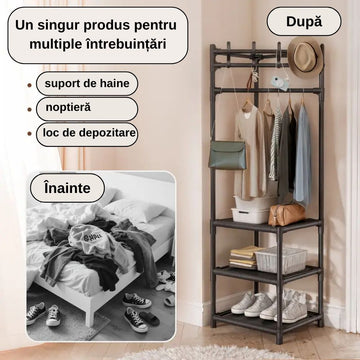 Raft de Colț pentru Organizare și Depozitare cu 3 Nivele