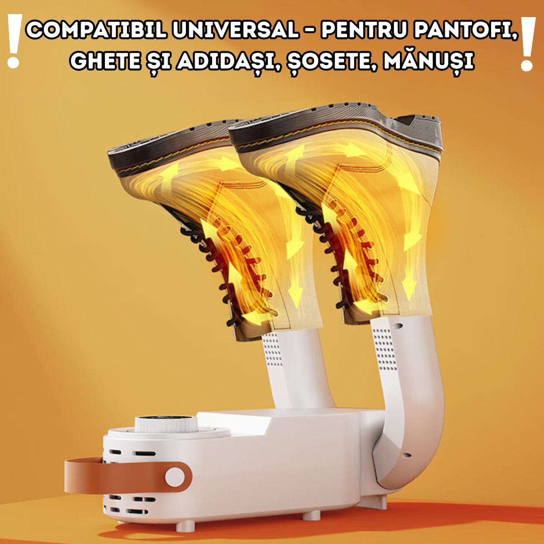 Uscător electric pentru încălțăminte – multifuncțional, cu funcție UV, temporizator și design pliabil