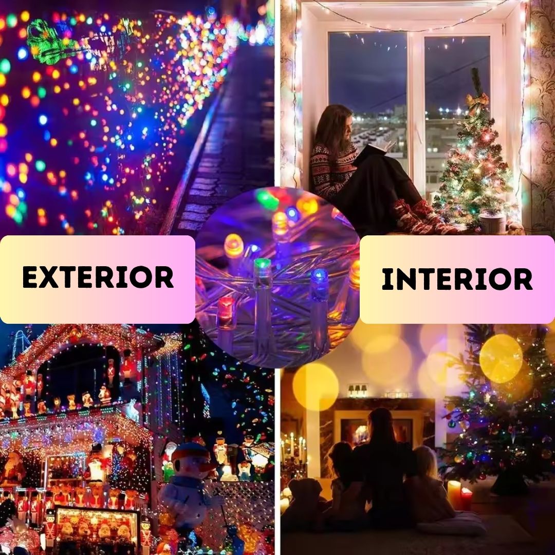 Instalație de Crăciun multicoloră – 450 leduri, 100 m, 8 moduri de iluminare, pentru interior & exterior