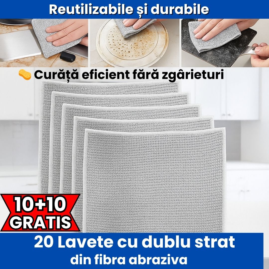 Lavete din Fibră Abrazivă 10+10 Gratis – Puternice, Durabile, Reutilizabile, Fără Zgârieturi