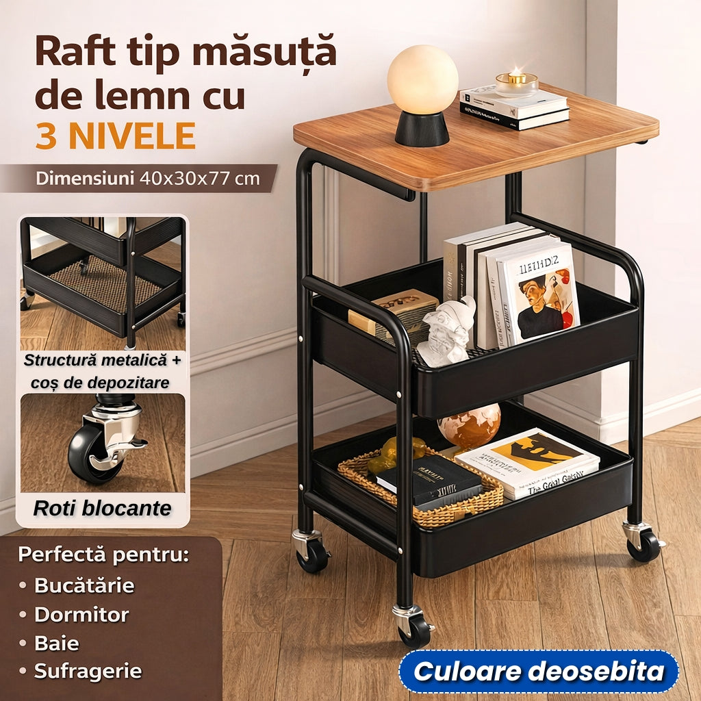 Măsuță cu Roți și Spații de Depozitare – Design Modern, Unic