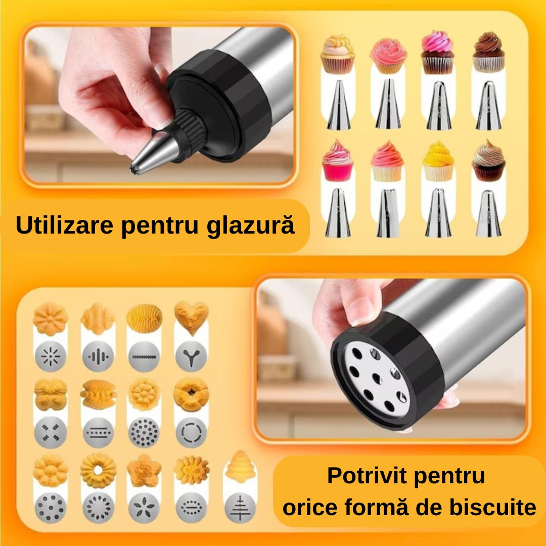 Aparat de Făcut Biscuiți cu 20 de Forme și 4 Duze – Ușor de Folosit, Rezultate Perfecte de Fiecare Dată