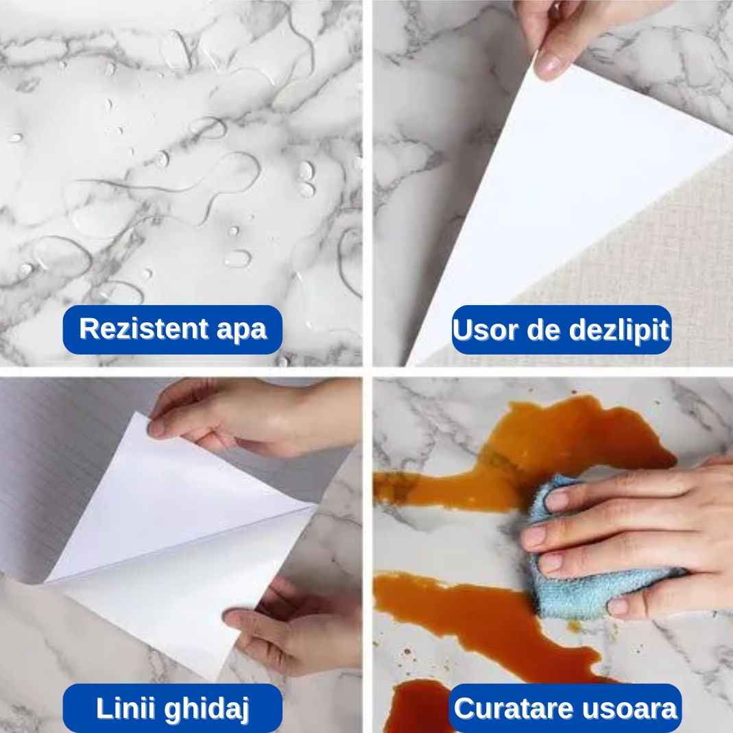 Folie Autocolantă Marmură 60×300 cm – Protecție Elegantă și Durabilă pentru Mobilă și Blaturi