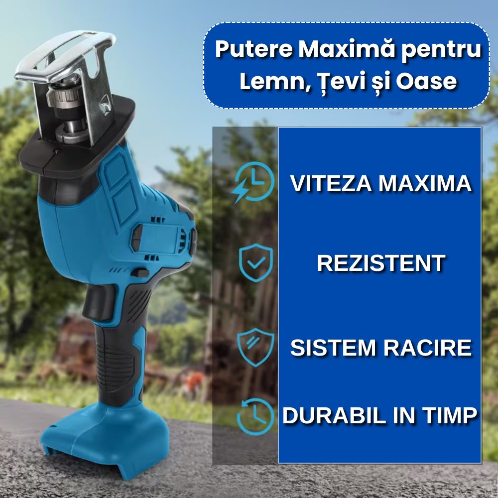 Fierăstrău Tip Sabie 48V – 4 Lame + 2 Acumulatori, Putere Maximă