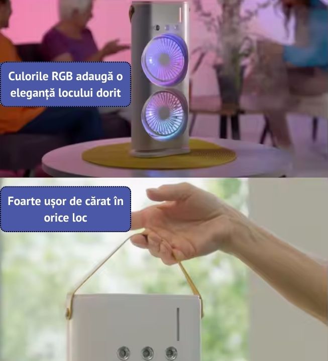 Ventilator cu umidificare, RGB – Aer racoros si relaxant