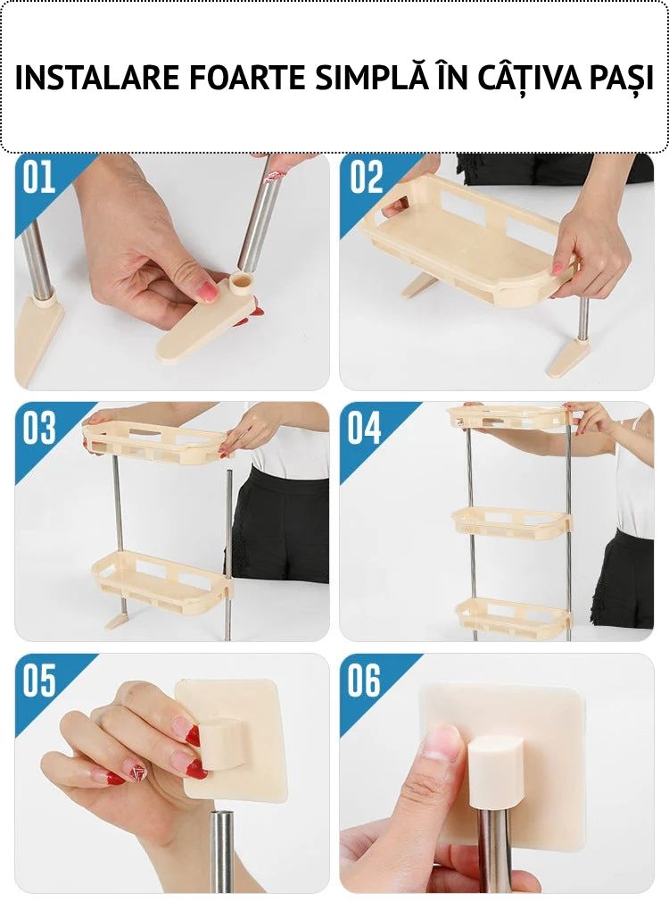 Raft organizator baie 3 etaje – Montaj fara gaurire