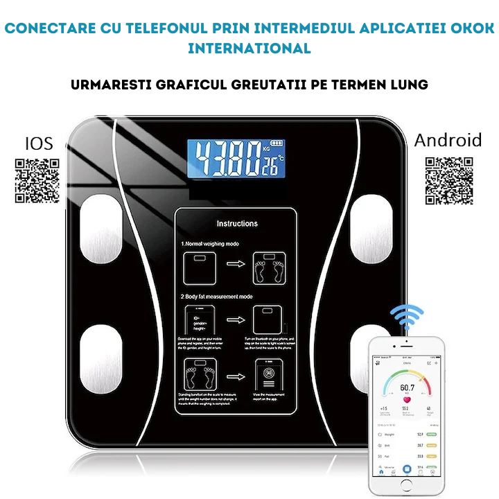 Cantar corporal inteligent cu aplicatie telefon