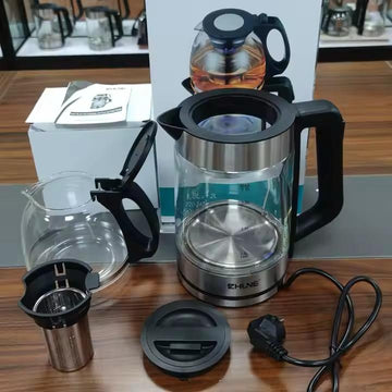 Set de Fierbator electric 2.2L + ceainic din sticla cu infuzor