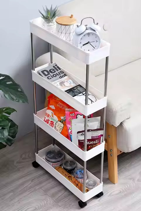 Etajera cu roti si cu 4 rafturi reglabile