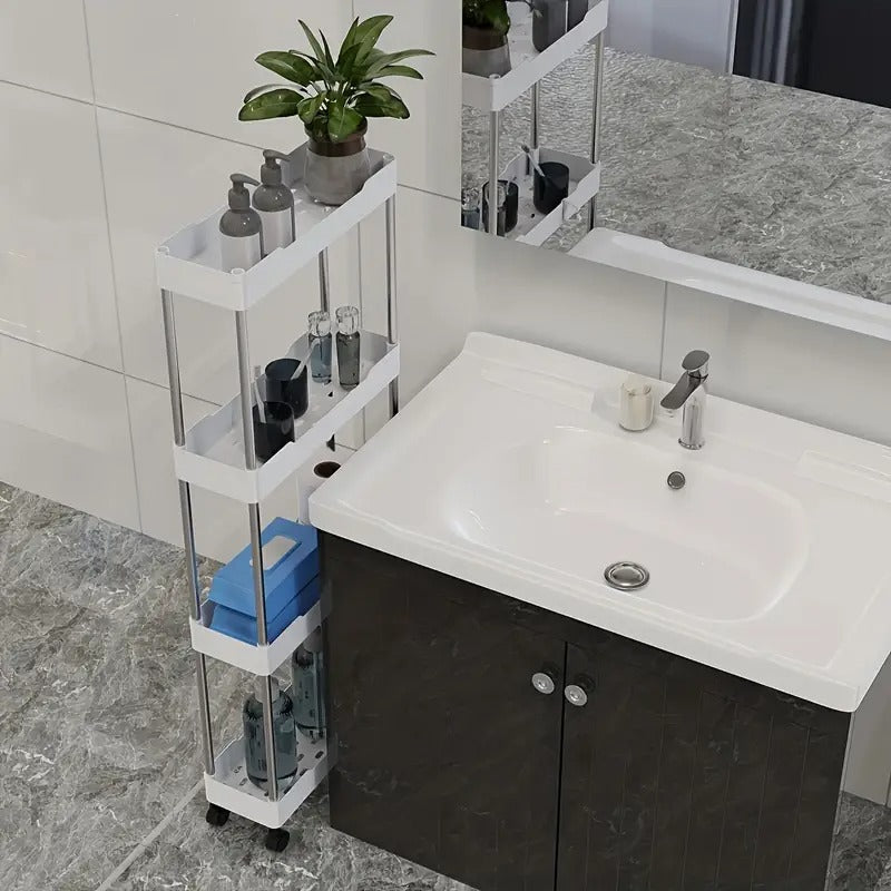 Etajera cu roti si cu 4 rafturi reglabile