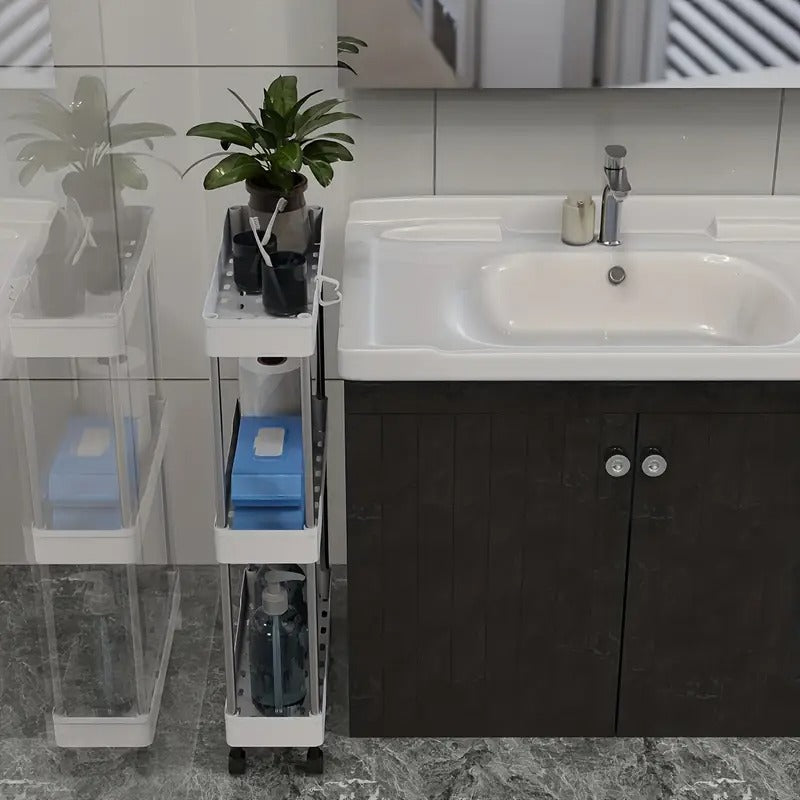 Etajera cu roti si cu 4 rafturi reglabile