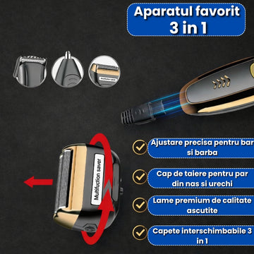Boxă Portabilă cu Lumini LED + Aparat de Tuns 3 în 1 – Set Promo Cadou